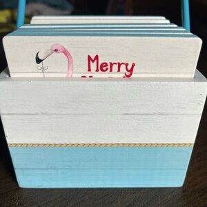 Coaster Christmas set Festive Flamingo Decor Box